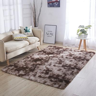 China Brown Plush Tie-dyed Bedroom Area Rug Hotel Living Room Center Rectangle Carpet Customized Size for sale