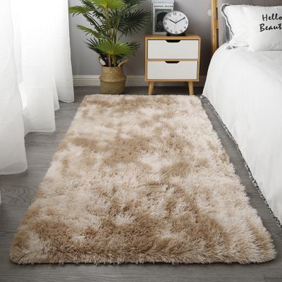 China Khaki Fluffy Bedroom Playroom Area Fur Rug Luxury Tie-dyed Living Room Center Carpet 2.4*3m for sale