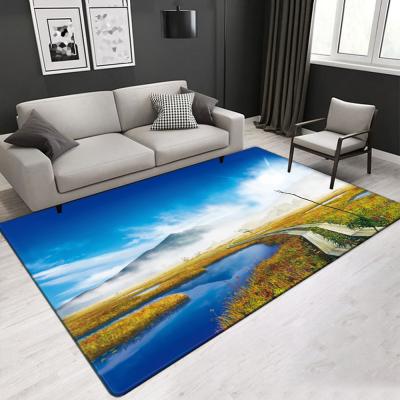 China High Quality Nature Landscape 3D Printed Polyester Fiber Living Room Carpet Hotel Area Rugs Custom Size for sale