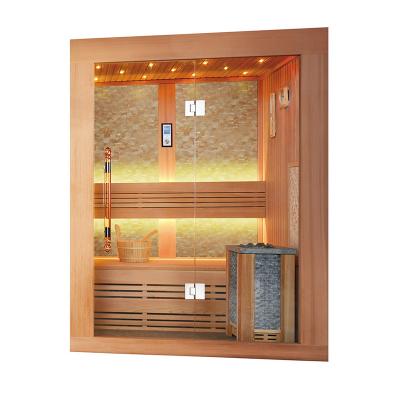 China Computer control panel 2~3 person ozone steam sauna room wooden hemlock sauna dry room with sauna stove for sale for sale