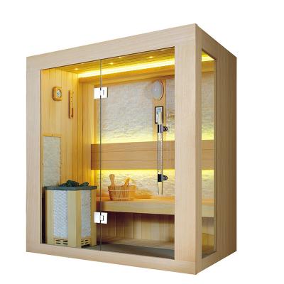 China Red Cedar Sauna Room / Hemlock Indoor Dry Steam Wooden Sauna Room Computer Control Panel 2~4 Person With 3kw Sauna Stove for sale