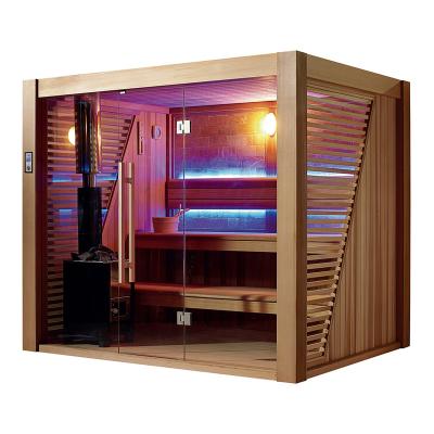 China Computer Control Panel 5~7 Person Dry Steam Red Cedar/Hemlock Sauna Wood Sauna Room Sauna Room With 12kw Sauna Stove for sale