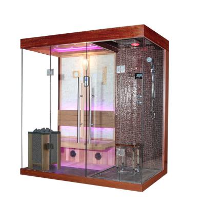 China Computer Control Panel Dry Steam Popular Wooden Indoor Sauna Room Shower Combination And Saturated With 6KW Sauna Stove for sale