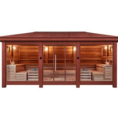 China Computer Control Panel Outdoor Gazebo Waterproof Wood Sauna Room with Roof Decorate Panel External and Red Cedar Aluminum Plastic Exterior for sale