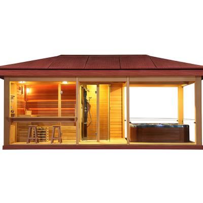 China Computer control panel 2022 cedar/PS gazebo dry room and sauna wet and style integrated in high quality exterior red wood exterior for sale