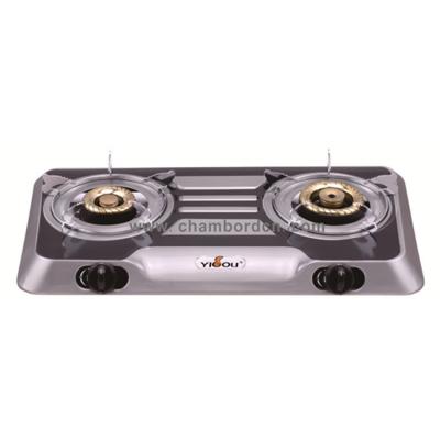 China YG-G2014 Commercial Household Table 2 Burner Gas Cooktop With Stainless Steel Panel for sale