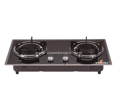 China Household Home Built-In Tempered Glass 2 Burner Infrared Gas Stove for sale