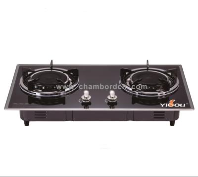 China Hotel Glass 2 Burner Gas Cooker China Cooktop Infrared Head Gas Stove YG-B22095 for sale