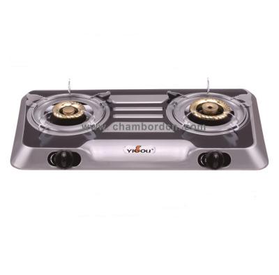 China Garage Household Stainless Steel 2 Burner Gas Cooktop with Blue Flame Brass Burner for sale