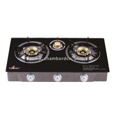 China Hotel Tempered Glass Top Beehive Cast Iron Double Burner Gas Stove Hot Selling Item: YG-B7002 Gas Cooktop for sale