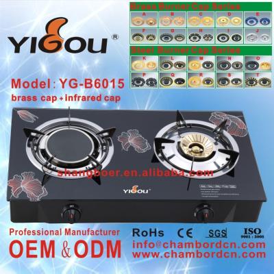 China YG-B6015 maxsun ceramic/glass regulator gas cooker YG-B6015 portable gas stove /double burner gas stove cylinder for sale