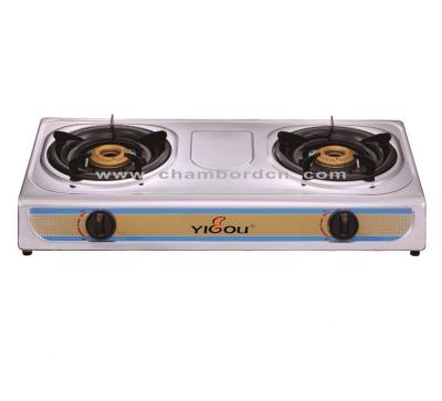 China Hotel Household Table Stainless Steel 2 Burner Gas Stove for sale