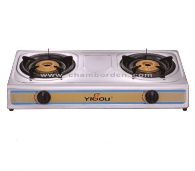 China Hotel Factory Supply Table Stainless Steel 2 Burner Gas Stove With Steel Burner for sale