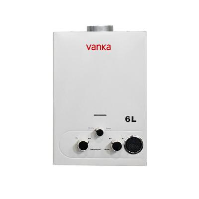 China 6L Instant Tankless Flue Gas Water Heater Wall Mounted Battery Operated Ignition for sale