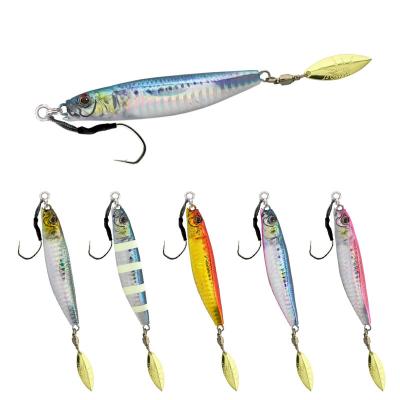 China Metal Long Casting Metal Jigging Jigs With Assist Hook Lead Metal Spoon Fishing Lure For Perch Fishing for sale