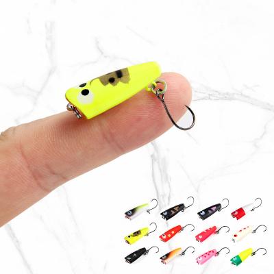 China Plastic 1.5g Topwater Mini Popper Stream Fishing Lure For Trout Floating Plastic Hard Popper Lure Bait With Origin Hook for sale