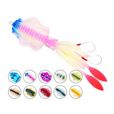 China Plastic 120g 150g Boat Fishing Luminous Bionic Squid Lure Bait Squid Jig Hook Fish With Skirt for sale