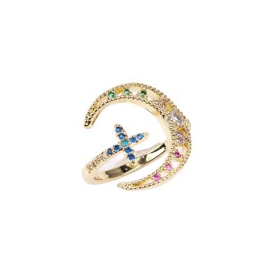 China Wholesale CLASSIC Moon Ring Women Rhinestone Statement Rings Gold Star FACEINS Trend Rings For Gifts for sale