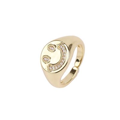 China Wholesale Gold CLASSIC Ring Fashion Women Smiley Rings Open FACEINS Adjustable Ring Jewelry for sale