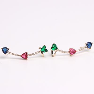 China Wholesale FASHIONABLE FACEINS Heart Zircon Earrings Shape Rhinestone Earrings Gold Stud Ear Ring Jewelry for sale