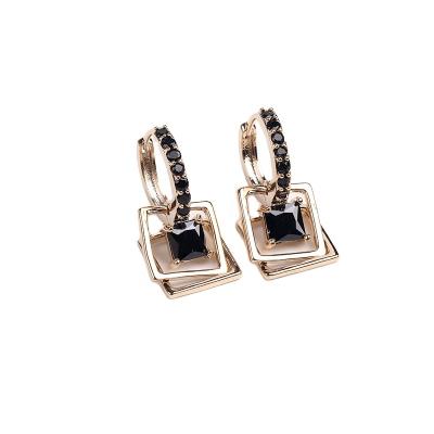 China Wholesale FASHIONABLE Copper Dangling Women's Cubic Zirconia Earrings FACEINS Gold Huggies Gold Huggies Earrings for sale