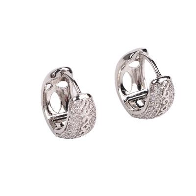 China FASHIONABLE Wholesale Copper Statement Earrings Women Small Zircon FACEINS Huggies Earrings for sale