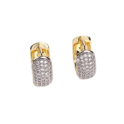 China Wholesale FASHIONABLE Gold FACEINS Earrings Copper Noble Huggies Earrings Women Zircon Earrings for sale