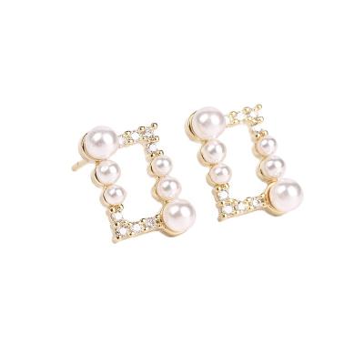 China Wholesale COOPER TRENDY Pearl Earrings Fashion Gold Earrings Women Zircon Stud Earrings FACEINS for sale