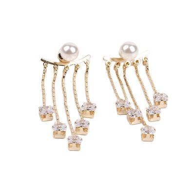 China FACEINS TRENDY Zircon Tassel Earrings Bead Stud Earrings Women Statement Drop Earring Jewelry for sale