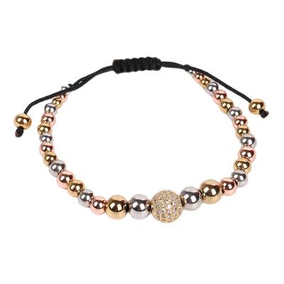 China FACEINS CLASSIC Handmade Adjustable Zircon Ball Bracelet Men and Women Stainless Steel Bead Bangle Bracelet for sale