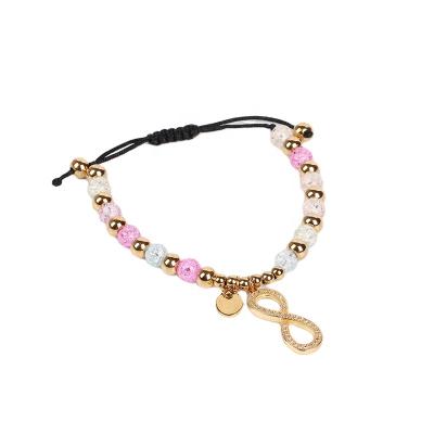 China CLASSIC wholesale charm beaded bracelet stainless steel gold FACEINS adjustable glass bead bracelet couple gift bracelet for sale