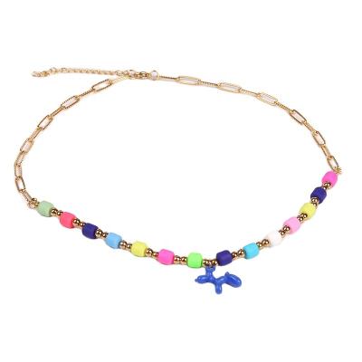 China FACEINS Clay Beaded Necklaces Women Fashion Cute Balloon Dog Necklace Pendant Necklace Jewelry for sale