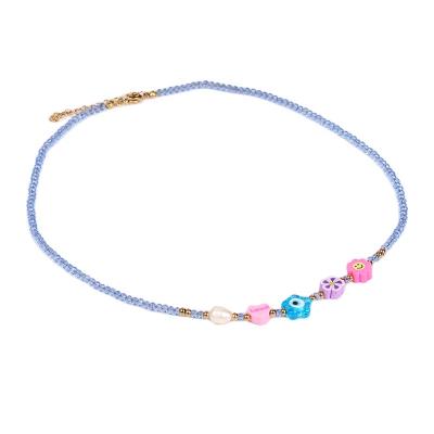 China Cute Women Smiley Necklaces 2021 FACEINS Crystal Bead Necklace Children Cute Star Necklace for sale