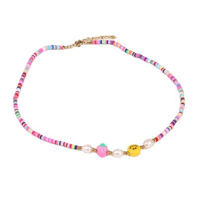 China New Design Necklace FACEINS Clay Necklace Girls Smiley Star Pearl Cute Cute Women Necklaces for sale