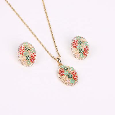 China TRENDY Oval FACEINS Necklace and Earring Set Women Color Flower Jewelry Set Trendy Jewelry Set for Diary for sale