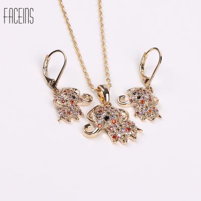 China FACEINS TRENDY Fashion Ladies Jewelry Set Rhinestone Earrings Necklace Set Gold Elephant Jewelry Set For Party for sale