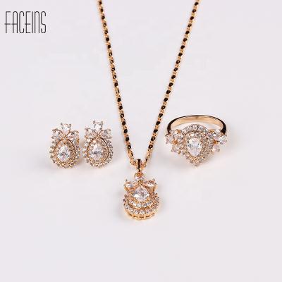 China Wholesale FACEINS Fashion Trendy Water Drop Zircon Jewelry Set Copper Alloy Jewelry Set Bridal Jewelry Sets for sale