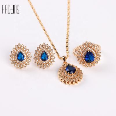 China FASHIONABLE Wholesale FACEINS Water Drop Zircon Jewelry Sets For Women Wedding Jewelry Set For Party for sale