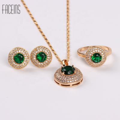 China TRENDY FACEINS Round Zircon Jewelry Set Women Engagement Jewelry Set Fashion Jewelry Set For Party for sale