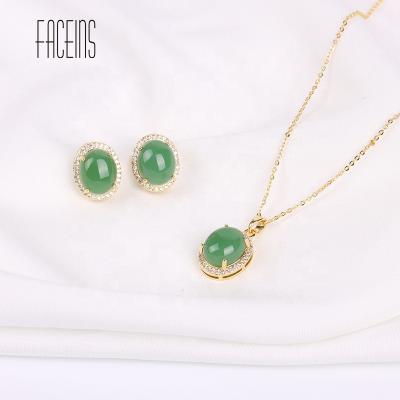 China Wholesale FASHIONABLE 18K Gold FACEINS Jewelry Set Oval Opal Jewelry Sets Women Zircon Jewelry Set for sale