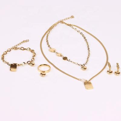 China Luxury Jewelry Set FACEINS 18K Gold Stainless Steel Jewelry Set Heart Necklace Jewelry FASHIONABLE Chain Women Set for sale