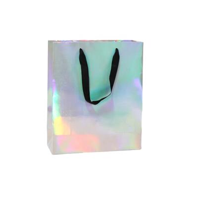 China Recyclable Customize Luxury Holographic Shopping Bag Paper Bag Holographic Bag With Your Own Logo for sale