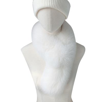 China Double Sided Real Wool Fox Fur Scarf Winter Medium Full Skin Long Fur Plush Bib Clip Female Wool Collar for sale