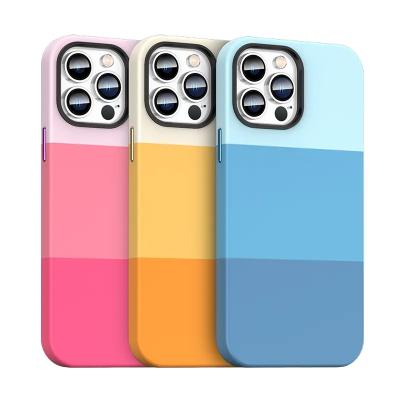 China Luxury High Quality Shockproof Three-color Case PU Leather Phone Case For Iphone 11 12 13 14 pro max for sale