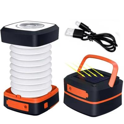 China New Product ABS Mini Camping Folding Torch Light Outdoor Bulb Waterproof Rechargeable Solar Lantern Tent Usb Camping Light for sale