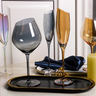 China Crystal Large quantity in current factory price tipped top unleaded wine and champagne glass set custom color and logo decal toasting for sale