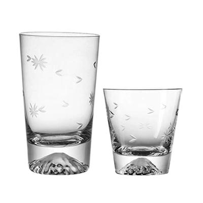 China Large quantity eco-friendly in stock factory price whiskey lover must have Fuji moutain crystal glass set multiple color custom design for sale