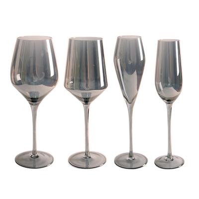 China Round in stock the most popular BPA free and lead free crystal material wine champagne glass smoky gray custom color and logo design for sale