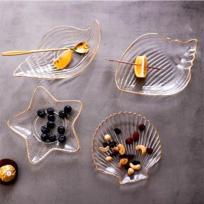 China Simple and creative viable ocean ice fruit dish glass candy crystal home transparent dessert dish for sale