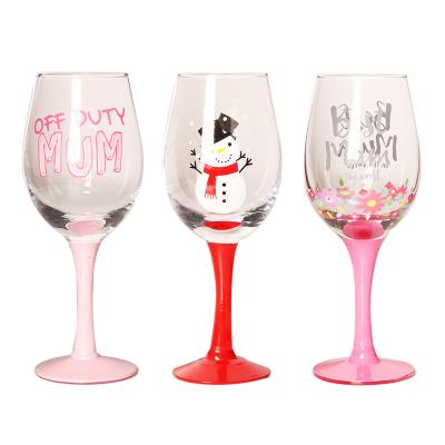 China Custom Glass Hand Drawn Champagne Glass Red Wine Glass Tall Gift Hand Drawn Glass Eco-Friendly Creative Christmas Hand Painted for sale